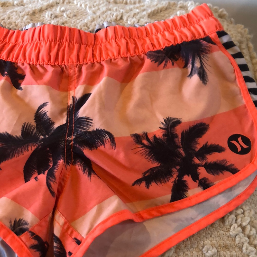 Hurley Athletic Pink Striped Tropical Shorts